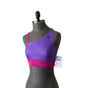 NEW! Nike Water Dots Big Kids Girls Asymmetrical Bikini Top Pink Large